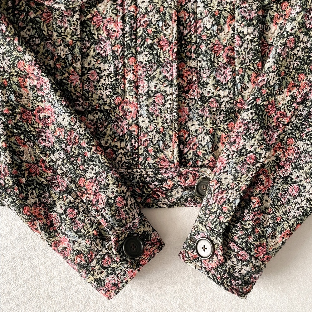 Aritzia Sunday Best Pink Green Floral Tweed Jacket - Picture 4 of 15